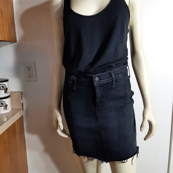 MOTHER  Womens The Coin Mini Fray Blackbird Skirt Sz 27 - Picture 2 of 7